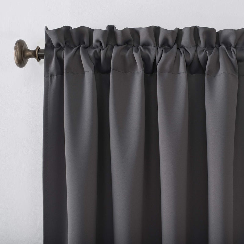 Sun Zero Easton Energy Saving Blackout Rod Pocket Curtain Panel, 40" x 95", Charcoal Gray - Image 2